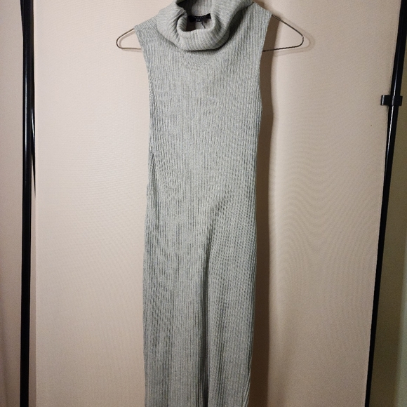 Grey knitted bodycon dress, cotton, viscose blend, New Loook, size small, midi - Picture 1 of 8